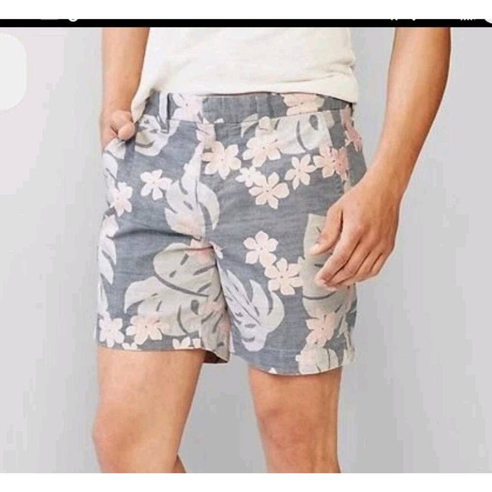 Gap Men's Size 34 Gray Tropical Floral 7" Casual Chino Shorts Festival Summer